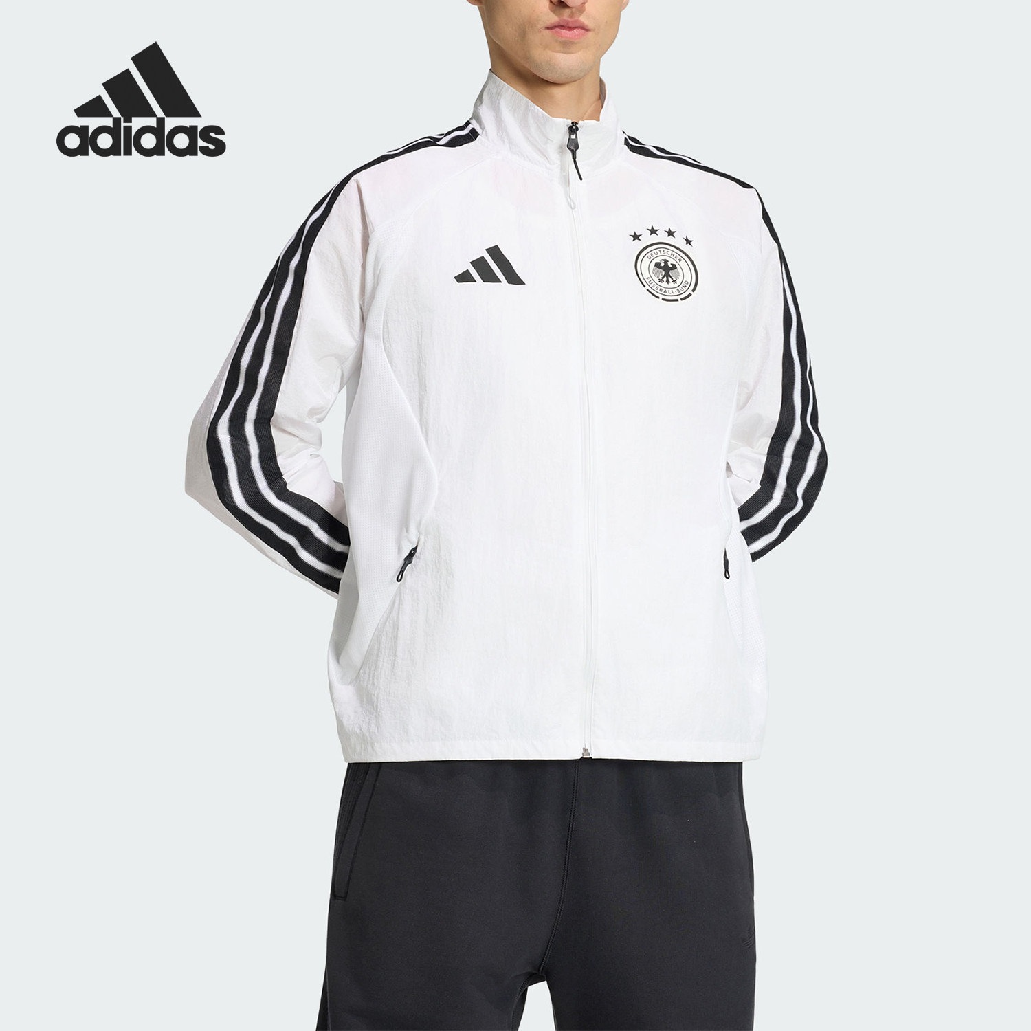 Adidas/阿迪达斯官方正品德国队男士足球运动立领夹克外套JZ9339