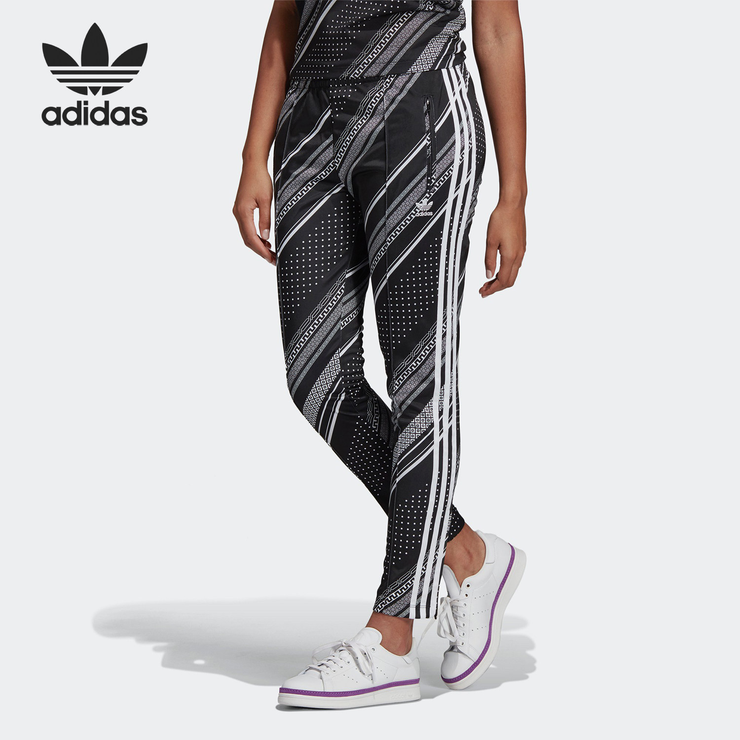 Adidas/阿迪达斯正品19夏女子薄款松紧腰小脚运动休闲长裤 DV2575