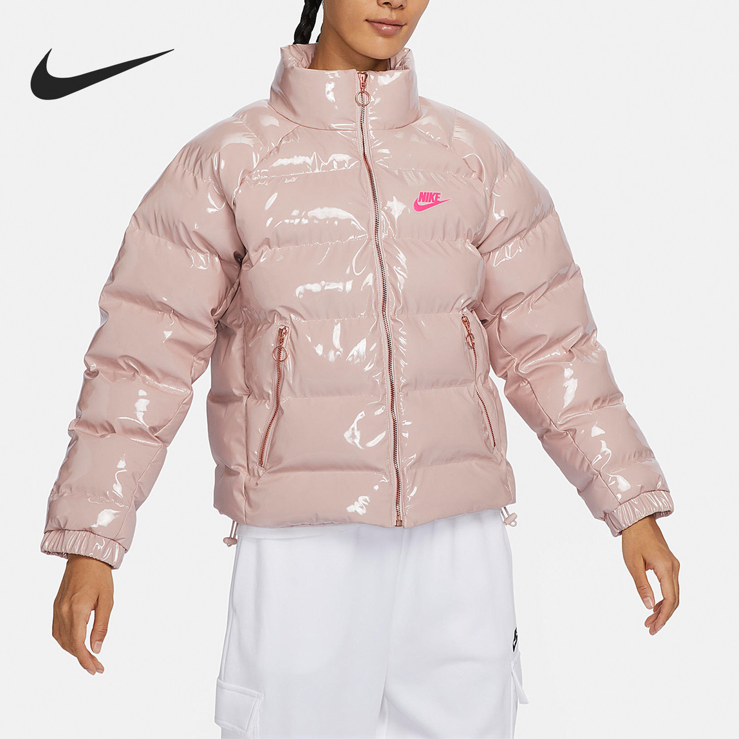 Nike/耐克官方正品冬季女士短款宽松运动保暖立领棉衣FQ3575-601