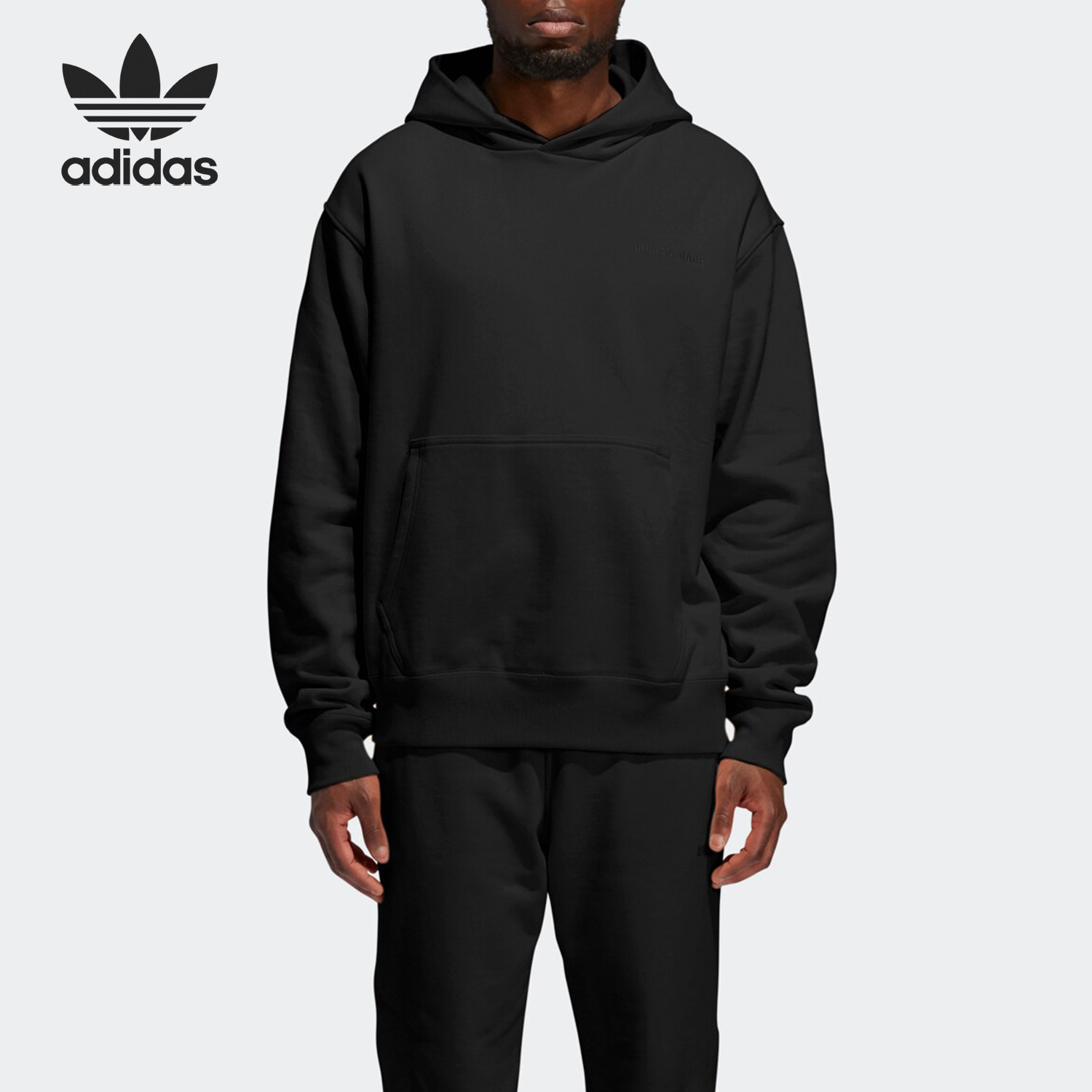 Adidas/阿迪达斯官方正品情侣款三叶草刺绣字母连帽卫衣GM1946