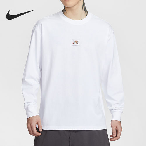 Nike/耐克官方正品2025男士简约印花亲肤针织长袖T恤IO9761-100