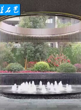 拉丝水幕室内水帘人造水景观灯光穿拉线雨帘瀑布流水景高端不锈钢