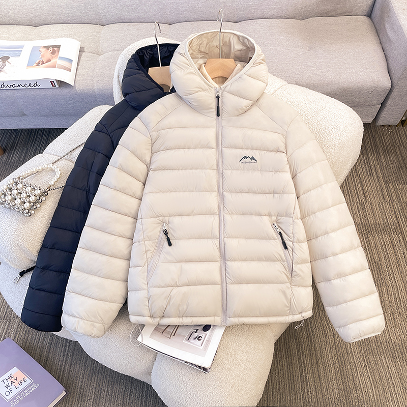 2025新款韩版修身排骨羽绒服女冬季轻薄情侣棉衣保暖连帽外套