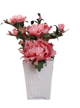 东方泥土《花开富贵》陶瓷手工牡丹花仿真大号盆栽摆件桌面装饰品