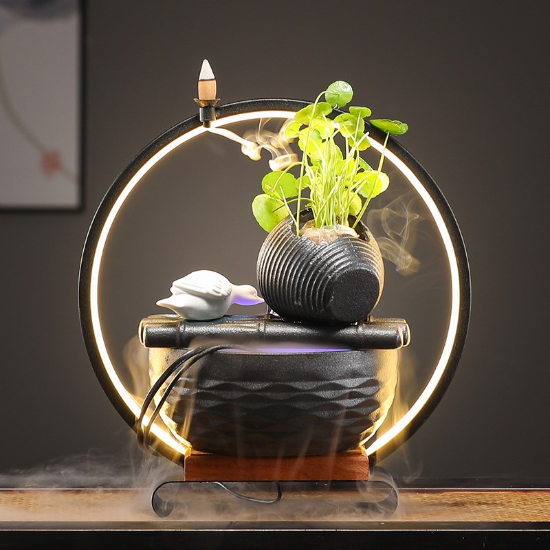 创意流水摆件循环水招财客厅家居喷泉水景办公室桌面装饰业礼品