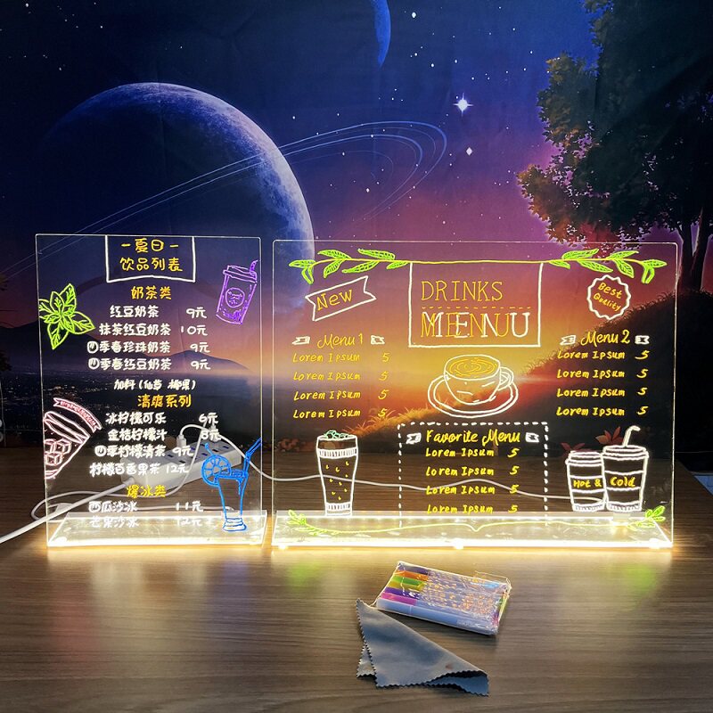 磁吸荧光板发光小黑板写字记事板店铺摆摊用菜单价格牌广告板