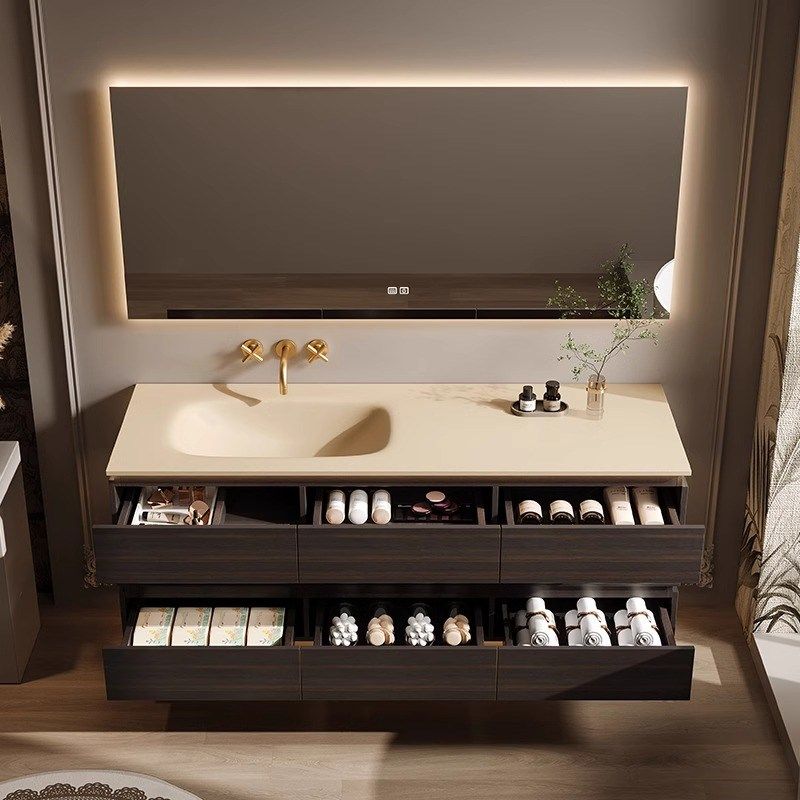 中古风岩板热弯无缝一体盆浴室柜洗漱台柜洗手盆洗脸盆,家装主材,浴室柜组合,淘宝优惠券,粉丝福利购,淘宝优惠卷