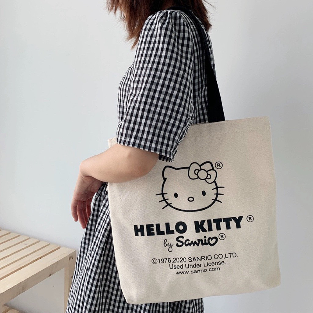 HelloKitty帆布包女单肩手提袋学生上课装书大容量购物时尚带拉链
