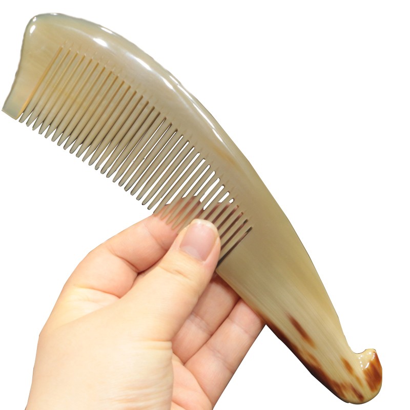 天然白牛角按摩梳 防静电  密齿细齿直发梳 护养发梳 特大号 精品