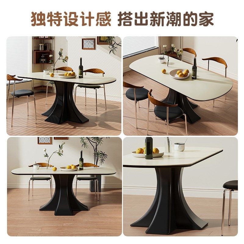 国闽法式复古风岩板餐桌家用小户型中古高级感餐椅占空间黑色,住宅家具,岩板餐桌,淘宝优惠券,粉丝福利购,淘宝优惠卷