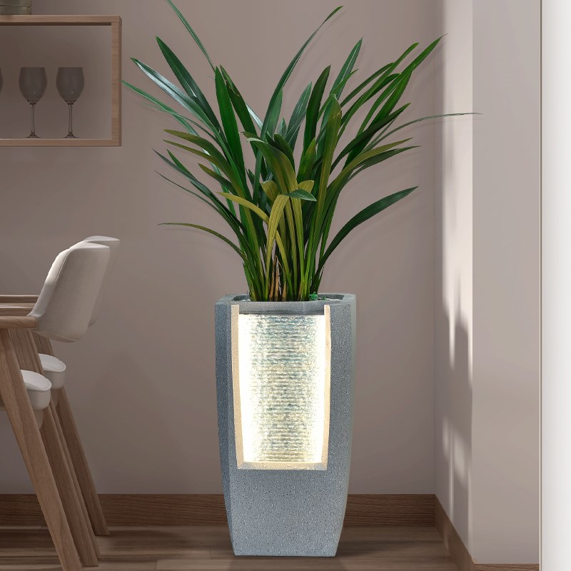 客厅玄关流水喷泉摆件现代简约家居装饰花盆办公室落地盆景循环水