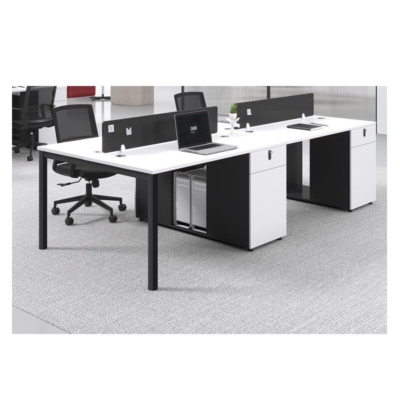 现代白色职员桌员工桌 2人人人位办公卡座四人位办公家具