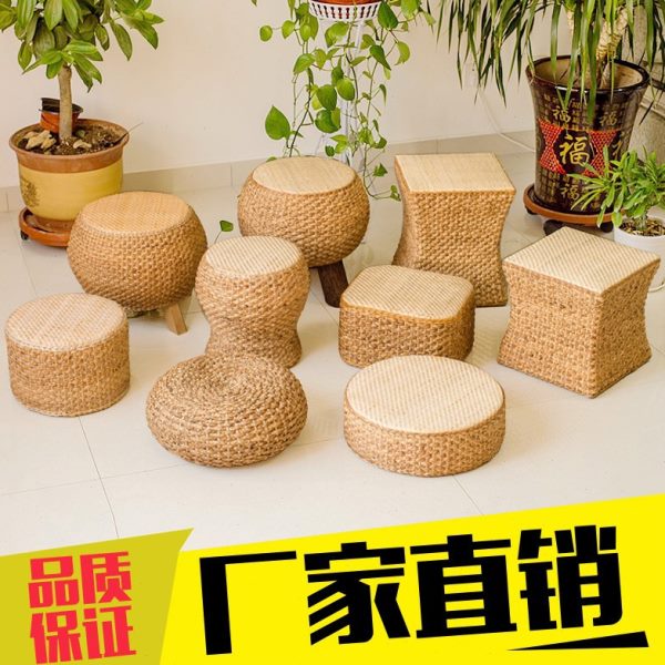 创意矮凳圆凳沙发凳藤编鼓凳换鞋凳家用梳妆凳坐墩实木客厅小凳子