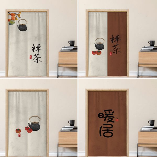 中式门帘隔断帘夏季家用帘子厨房挡风遮挡防窥免打孔厕所玄关布帘