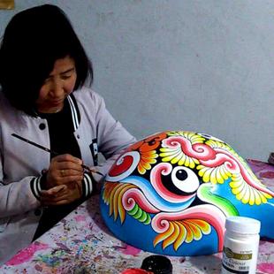 纯手工绘画京剧社火马勺脸谱装饰挂件餐饮装修中国风特色民间手工