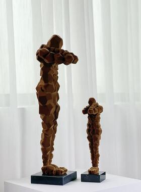 创意植绒人物艺术装饰摆饰样板间客厅玄关桌面家居饰品软装雕塑