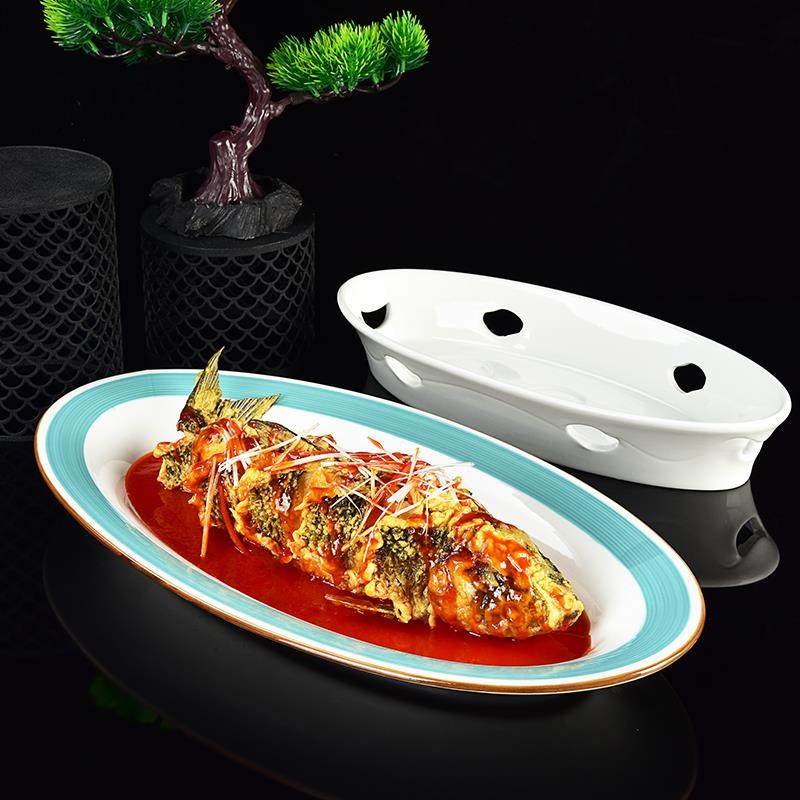 东南亚风酒店陶瓷加热鱼炉饭店蜡烛保温鱼盘子大号蒸鱼碟椭圆餐具,餐饮具,盘,淘宝优惠券,粉丝福利购,淘宝优惠卷
