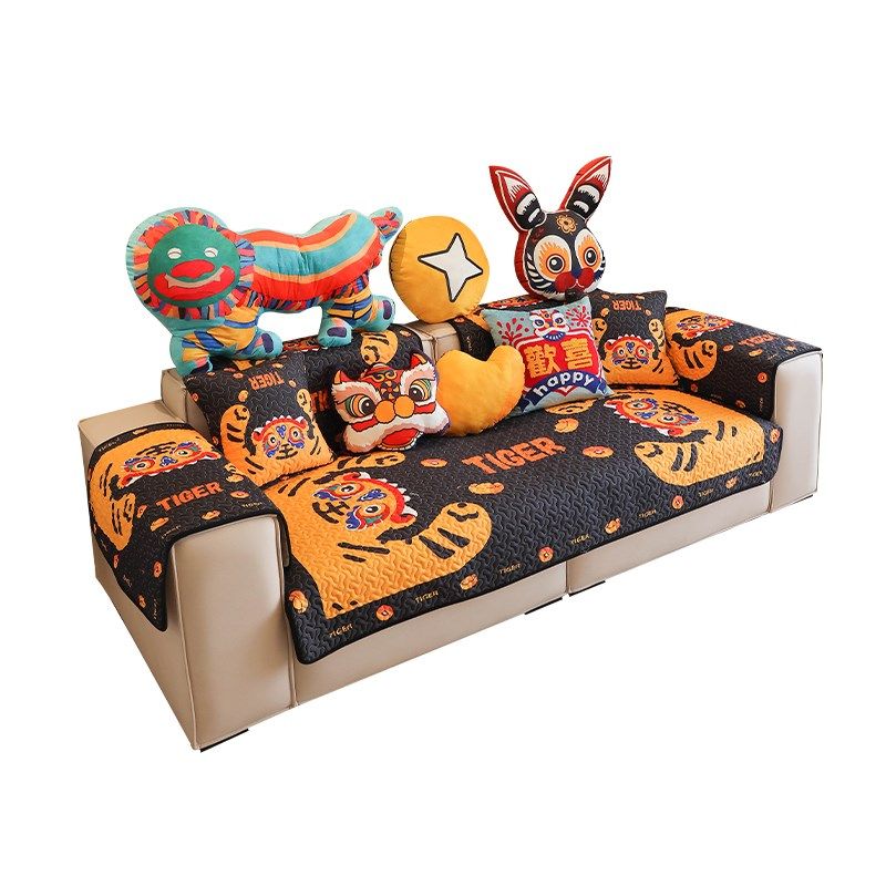 枕西湖新沙发垫国潮新款卡通耐脏防滑客厅时尚沙发巾罩,居家布艺,沙发垫,淘宝优惠券,粉丝福利购,淘宝优惠卷