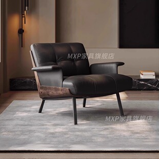意式 客厅休闲现代简约洽谈轻奢别墅椅子酒店 极简单人沙发设计师款