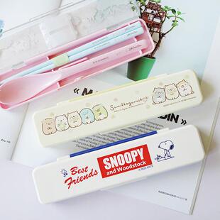 skater便携餐具组合 日本制 塑料筷子勺子银离子抗菌加工