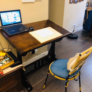 美术书法桌铁艺绘图桌美术办公桌设计师书桌实木工作台绘画桌画案