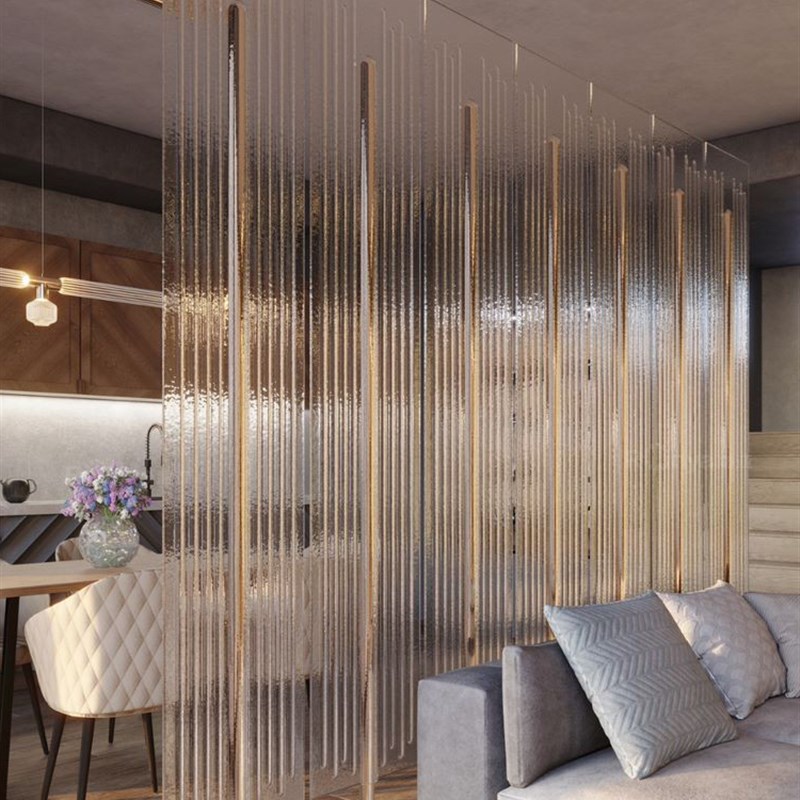 定制雕刻钢化玻璃透光屏风隔断玻璃车刻立体感圆圈现代灯具