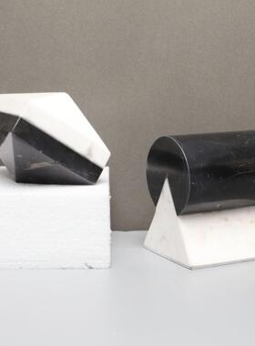 欧式大理石几何立方体艺术摆件客厅样板间电视柜玄关家居软装饰品