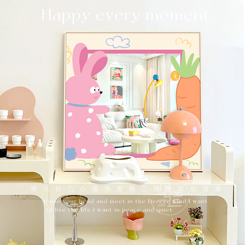 多巴胺ins风客厅装饰画餐厅桌面摆画镜子画可爱卡通卧室床头挂画