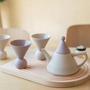 轻奢高档家用不规则咖啡茶具下午茶泡茶茶壶水杯 北欧陶瓷茶具套装