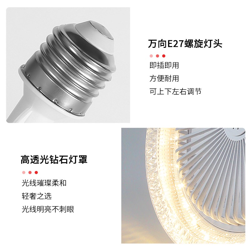 E27螺口风扇灯家用一体小型电风扇静音卧室宿舍吸顶厨卫LED吊扇灯