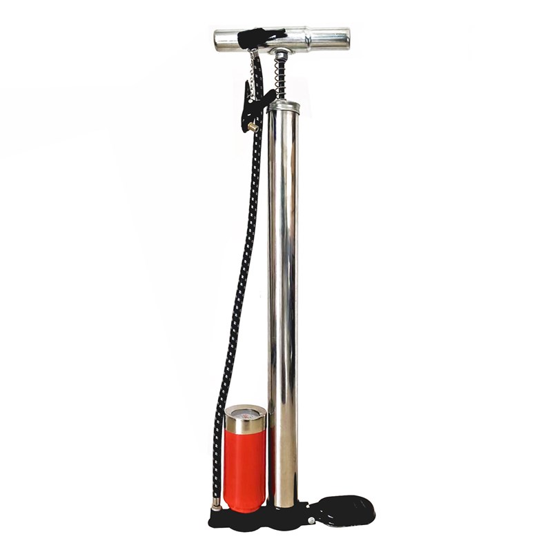 老式不锈钢手动充气器,带仪表高压充气泵自行车电动汽车摩托车气
