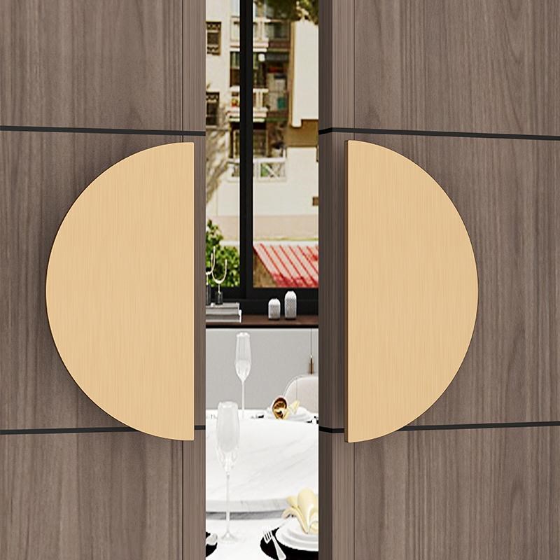 中式拉丝光面半圆形玻璃门把手简约定制logo大门拉手木门现代扶手