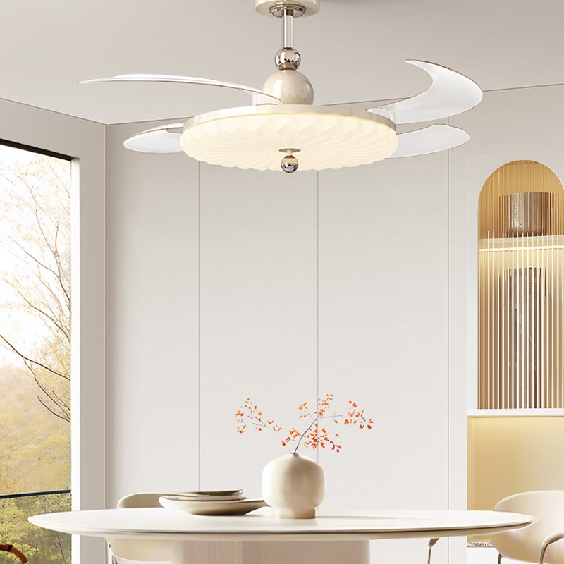 华谊灯饰中世纪风格隐形吊扇灯霜眼护眼强风静音餐厅卧室一体式风