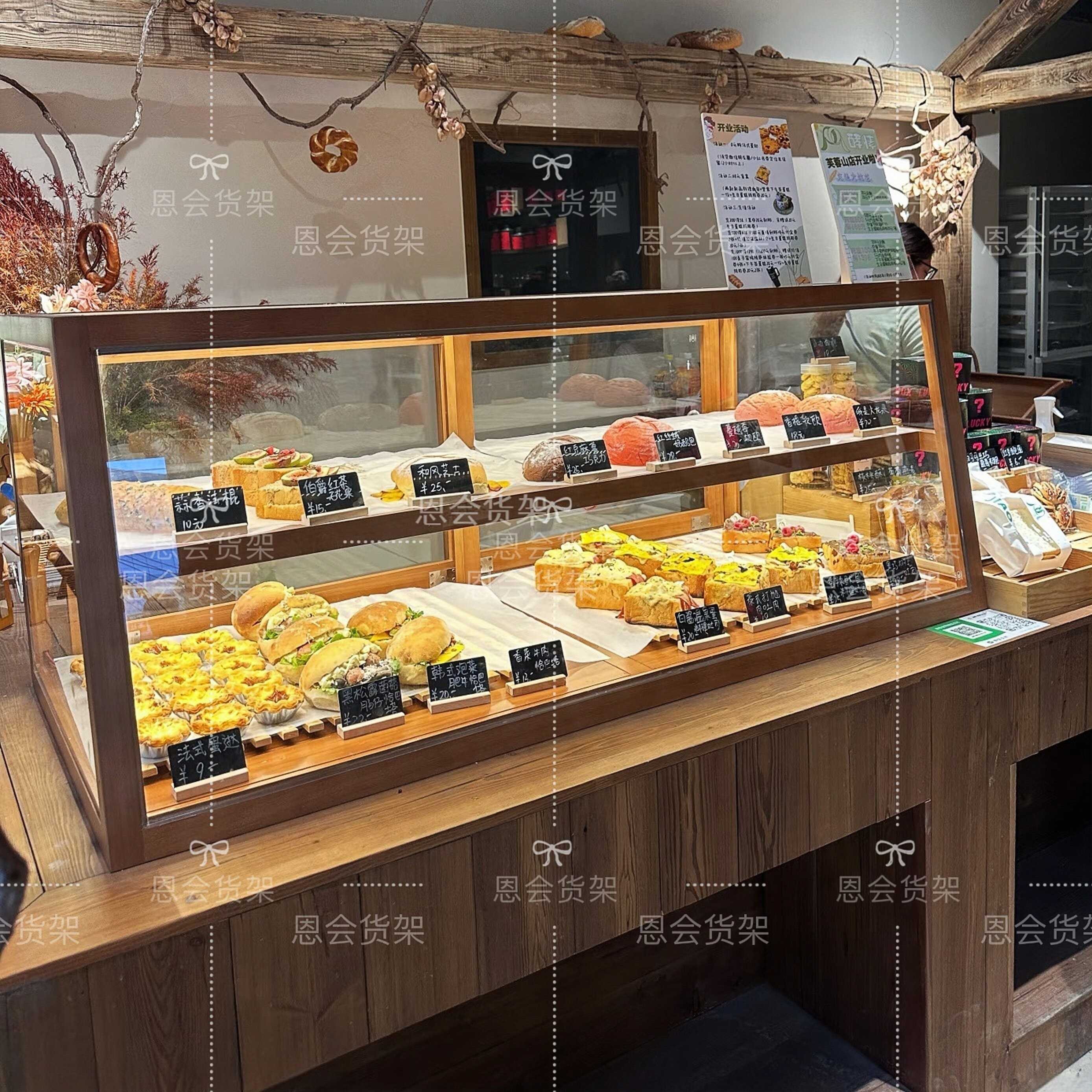 木质面包展示柜日式玻璃柜烘焙店商用展柜个性台式糕点甜品陈列柜
