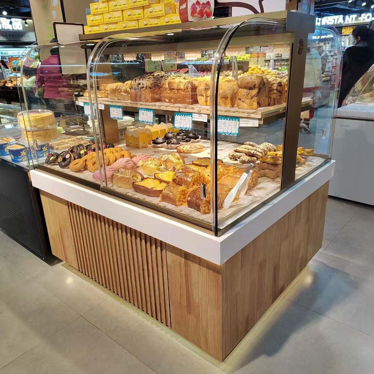 网红面包柜面包展示柜弧形中岛柜封闭式边柜蛋糕烘焙店产品展示柜