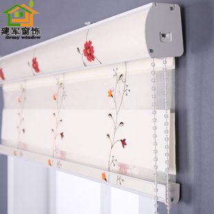 刺绣柔纱帘双层遮光百叶窗帘加厚提花卷帘卧室客厅卫生间遮阳窗帘