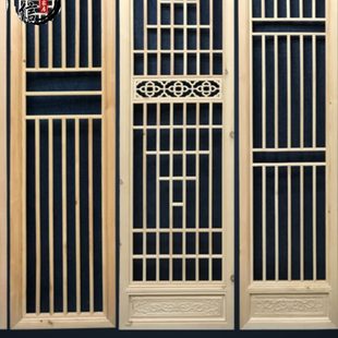 实木花格客厅玄关背景墙隔断屏风镂空雕花格栅仿古门窗定制 中式