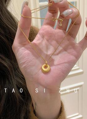 如蝶在野 暴富缎面拉丝金驼驼吊坠项炼女高级感秋冬毛衣炼锁骨炼