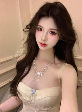 法式覆古公主珍珠项炼女2025新款水滴吊坠锁骨炼配饰轻奢礼服颈炼