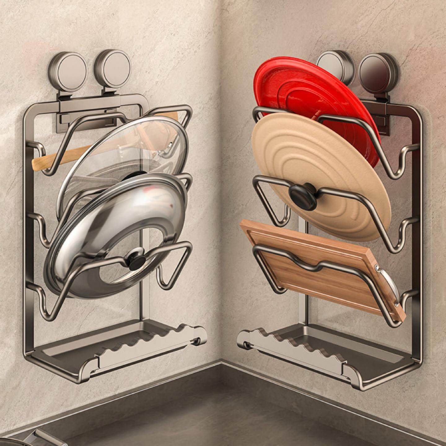 吸盘锅盖架壁挂式免打孔厨房置物架多功能收纳层架菜板架多层砧板,厨房/烹饪用具,锅盖架/锅盖收纳垫,淘宝优惠券,粉丝福利购,淘宝优惠卷