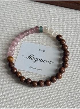 四时序新中式文艺覆古原创简约手串檀木设计紫檀做旧情侣百搭