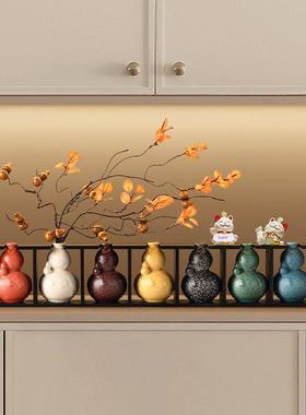 招财福禄葫芦花瓶摆件入户客厅玄关电视柜高档招财猫装饰乔迁礼物