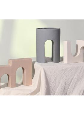 现代简约创意陶瓷几何摆件样板房售楼处桌面电视柜玄关饰品工艺品