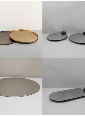 现代简约不锈钢几何收纳托盘摆件客厅玄关卧室酒店家居桌面装饰品