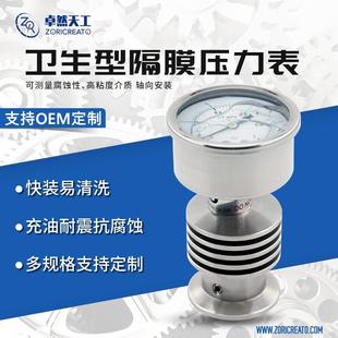 卡盘式 卫生型耐震不锈钢隔膜压力表工业化工汽车食品医药卡箍快装