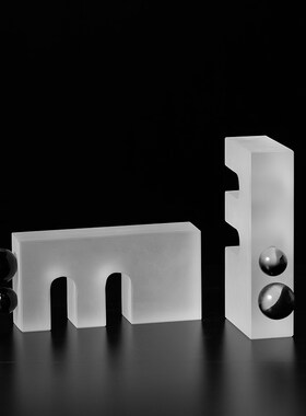 zon 档水晶玻璃几何异型摆设样板房间客厅茶几酒柜级感