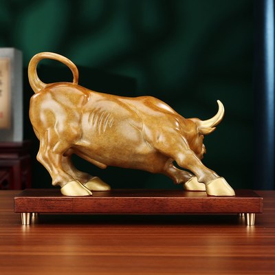 彩铜华尔街牛摆件旺市牛家居客厅办公室装饰品公司开业乔迁礼品