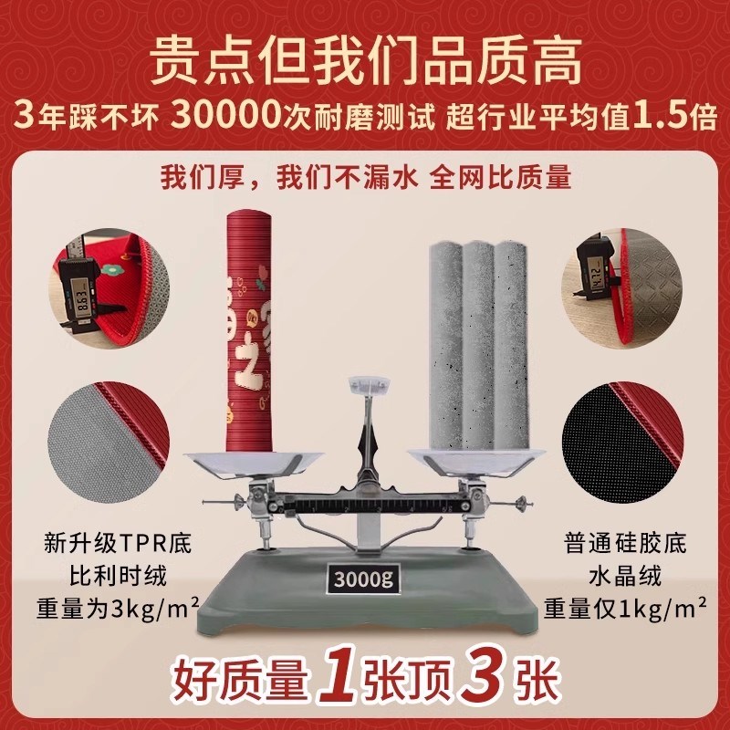 新年喜庆入户门地垫家用新款红色地毯门口防滑高级感进门玄关垫子