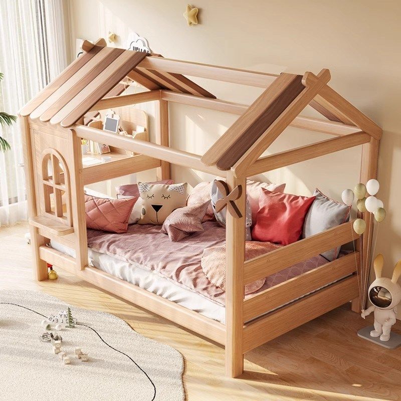 儿童床女孩全实木树屋床男孩单人床带护栏帐篷床公床,住宅家具,儿童床/儿童抽拉床,淘宝优惠券,粉丝福利购,淘宝优惠卷