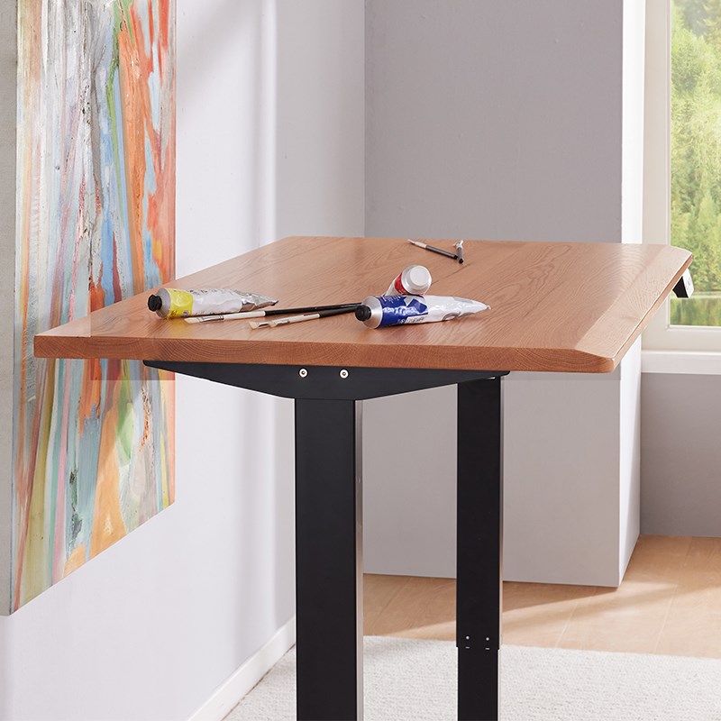 言他家具小π升降桌原木色家用红橡实木电动站立办公电机学习桌